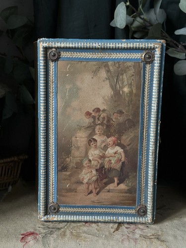 Boîte ancienne bois papier - en,
