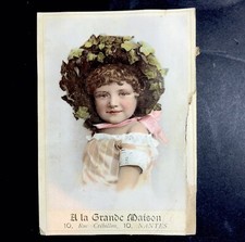 Grand Chromo XIXe Portrait D’enfant À La Couronné De Lierre Grand Magasin Nantes