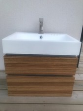 meuble salle de bain suspendu DECOTEC état neuf  55X40X49 bois zébrano