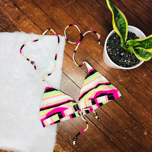 Striped colorful bikini top - colorful,