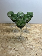Lot De 6 Verres Cristal à Vins Raisin Emeraude Taillé À La Main