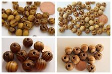 Perles Bois rondes 6mm à 20mm marron strié modèles divers DIY bijoux déco