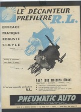 PUB ANCIENNE......DECANTEUR PRE FILTRE RL....PNEUMATIC AUTO