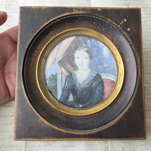 Portrait miniature peint 1850 - miniature,