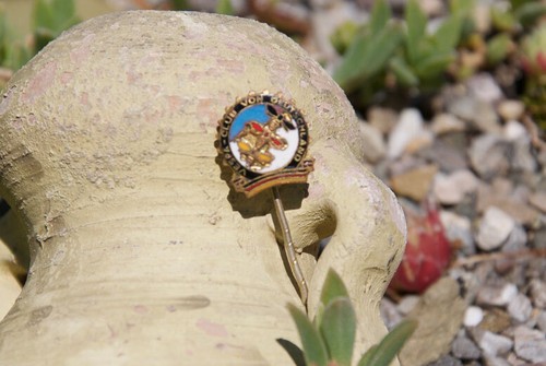 Vintage enamel scooter pin - enamel,