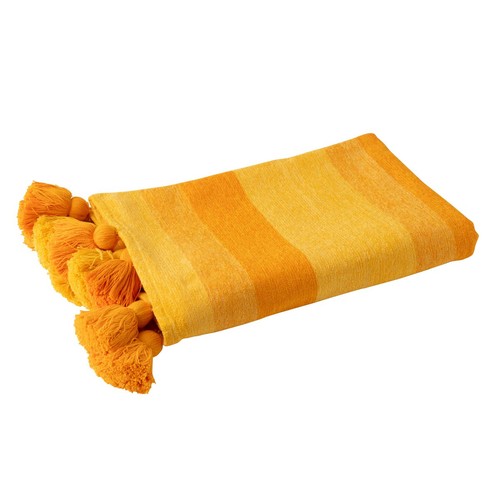 Plaid rayé pompons polly - plaid,