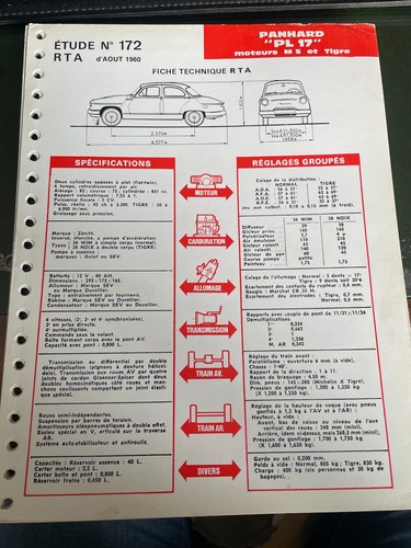 Fiche technique rta panhard - panhard, pl