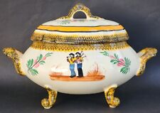 SUBLIME ancienne SOUPIERE en FAIENCE HENRIOT QUIMPER décor AUX MUSICIENS BRETONS