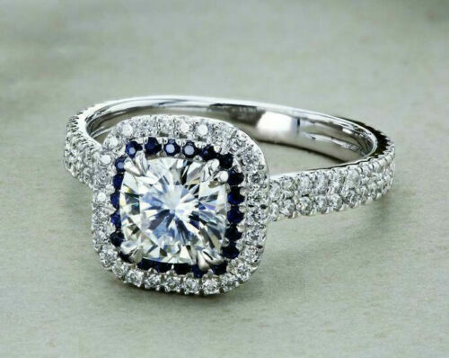Bague double halo argent - en,