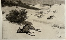 Gustave Courbet Gravure Etching Chien Chasse A Courre Vénerie Biche Sur La Neige