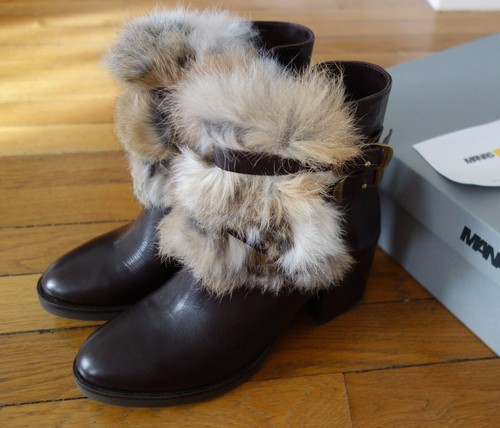 Bottines cuir fourrure - cuir,