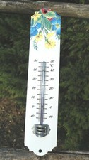 THERMOMETRE EMAILLE FLEURS