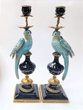 Porcelaine Bronze Candélabre Lot Chandelier Perroquet,