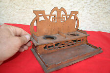 Ancien porte-encriers double en bois ajouré (Travail artisanal - A restyliser ?)