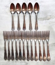 12 Anciennes fourchettes 5 cuillères couverts Orfèvrerie Saglier Métal Argenté  