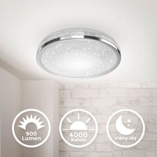 Plafonnier LED décor 10W étoilé finition chrome Ø219mmm éclairage plafond 