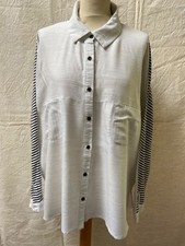 Chemise fluide 46 blanc & noir imprimé marinière ASOS