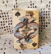 ANCIEN POT À MOUTARDE JULIEN MACK DÉCOR JEU DE CARTE XIXE