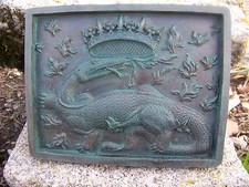 RE0197  BLASON MURAL  SALAMANDRE  MEDIEVAL ARMOIRIE  PIERRE RECONSTITUEE  PROMO