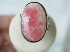 GROSSE BAGUE VINTAGE ARGENT MASSIF RHODOCHROSITE SILVER RING T59