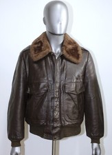 Flight Jacket A-2 Vintage 70s Fourré Cuir Marron BERMAN'S Taille M Made in USA
