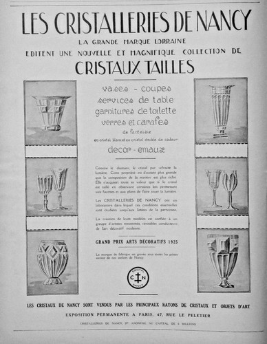 Publicité 1927 cristallerie - publicitÉ,