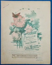 CARL MORITZ VALSE PIANO 4 MAINS PARTITION LA ROSE LE PAPILLON HANSEN 1884 BUVAL