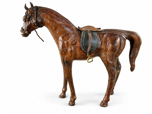 Cheval ancien cuir sellé - cheval,