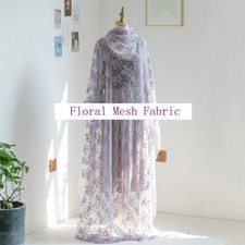 1m Long Brodé Floral Dentelle Tissu Maille Robe Costume Nappe Rideau