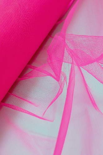 Tulle souple rose fluo largeur - rose,