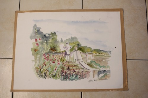 Aquarelle paysage dordogne - aquarelle,
