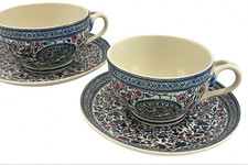 Ancien duo tasses & soucoupes GIEN décor Cachemire Bothee – Faïence France