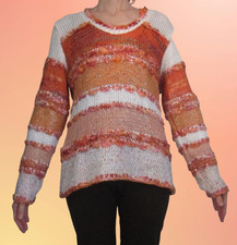 Pull maille blanc/orange Vango
