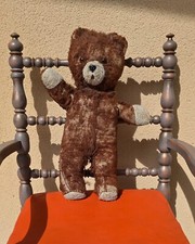 Amazing over-loved Vintage 1960s Teddy Bear 19in 48cm brown mohair ,unjoined