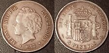 Espagne - Alfonso XIII - 5 pesetas argent 1893 PG-L argent ! KM#700