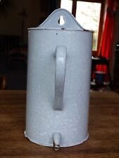 Ancien Pot/Broc A Lavement Emaillé Ancienne Fontaine Tôle Emaillée gris moucheté
