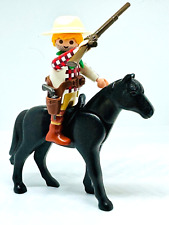 playmobil cowboy, avec monture, cheval noir, shérif, far west, series, western