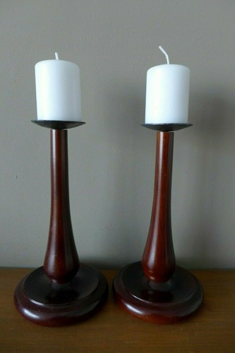 Paire bougeoirs bois - bougeoirs, en