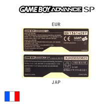 Sticker GAME BOY ADVANCE SP Label Nintendo GBA SP Coque