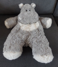 A1G / doudou peluche range pyjama ou bouillotte hippopotame gris ETAM
