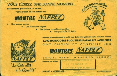 Buvard vintage montre - , nappey