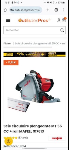 Scie circulaire plongeante