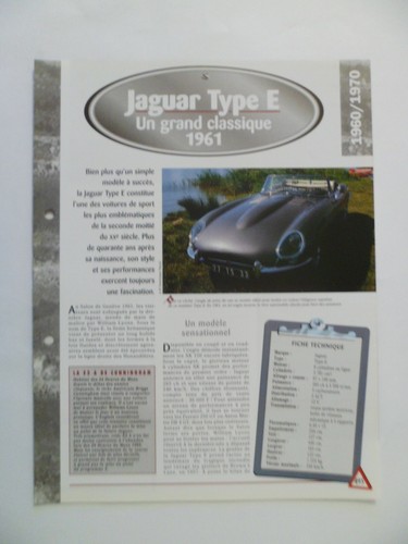Carte fiche auto jaguar - auto, e