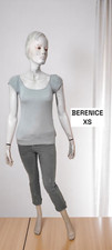 Bérénice Taille 34  Superbe pull manches courtes vert gris Cachemire soie