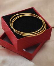 3x Bracelet Femme Bijoux Fin Doré Or Jaune Jonc Rigide Metal Cercle Rond Acier