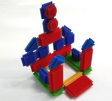 BRIQUES DE CONSTRUCTION 52 PIÈCES ÉLÉMENTS 3 ANCIENS JEUX DIFFÉRENTS COLLECTION