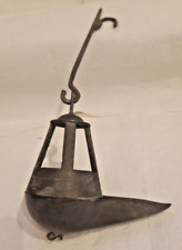 Ancienne lampe a huile en bronze patiné à suspendre Rat De Cave 25 cm