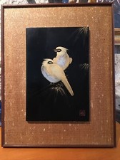 Tableau laque chine oiseaux - tableau,