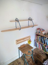 Etagère double tablette bois massif dlg hitier moderniste