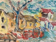 Peinture Huile Papier Paysage